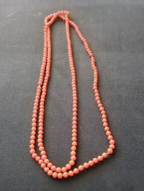 Vintage Coral Bead Double-Strand Necklace - Coral Pink